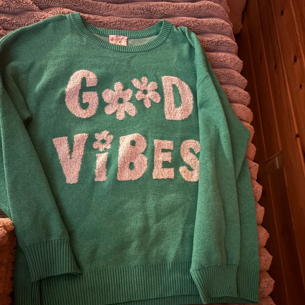 Good Vibes Green Sweater